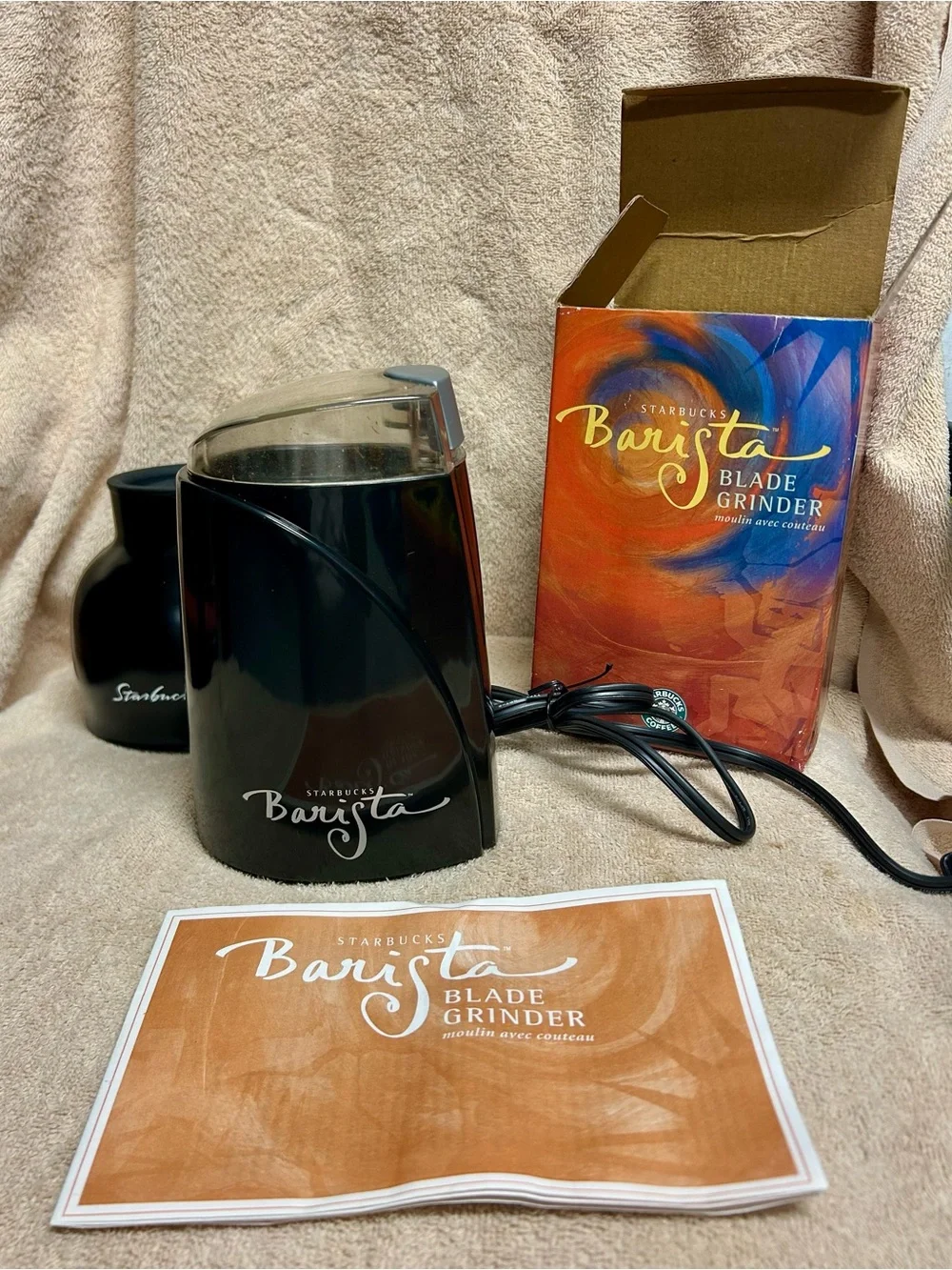 Vintage Starbucks travel mug “ original logo” & bean grinder